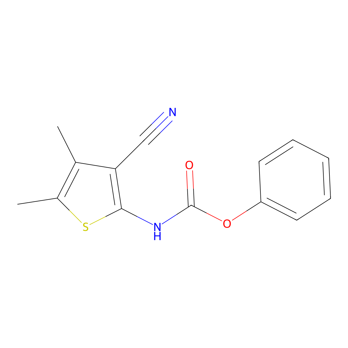 phenyl N-(3-cyano-4,5-dimethylthiophen-2-yl)carbamate molecular structure, CAS 1031130-65-0
