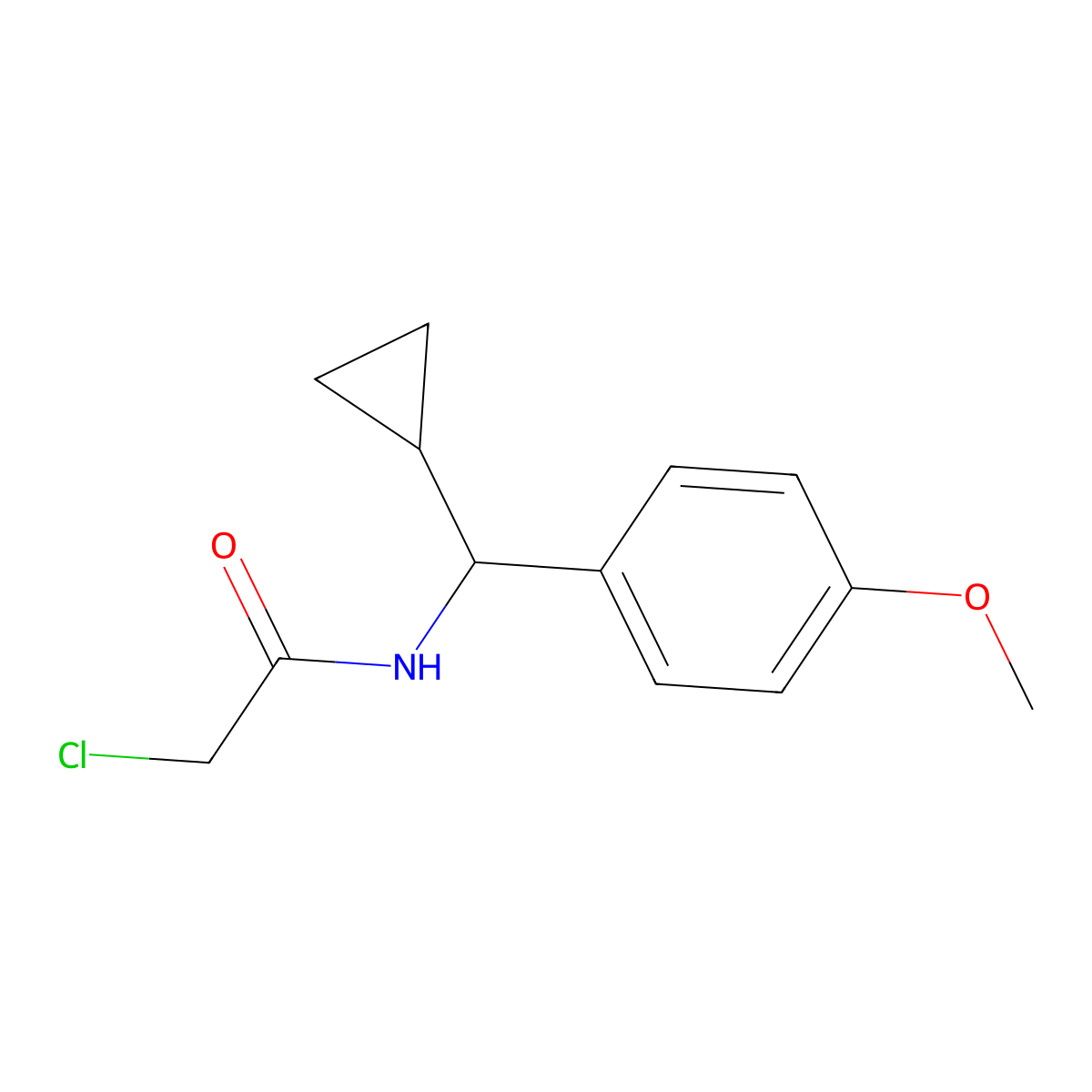 2-chloro-N-[cyclopropyl(4-methoxyphenyl)methyl]acetamide molecular structure, CAS 1031130-68-3