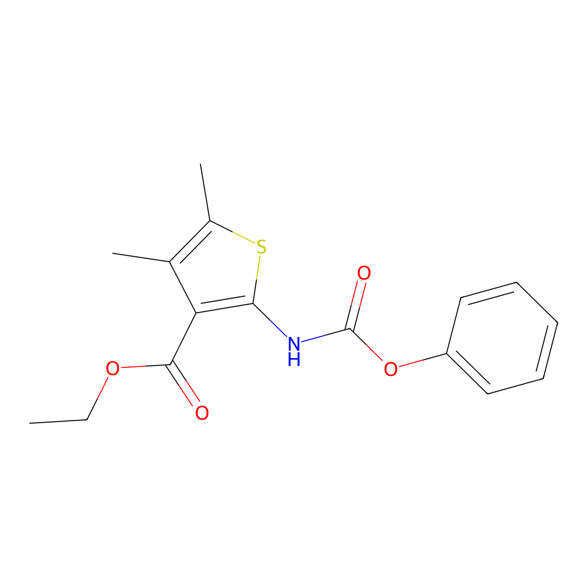 Ethyl 4,5-dimethyl-2-[(phenoxycarbonyl)amino]thiophene-3-carboxylate molecular structure, CAS 1031130-84-3