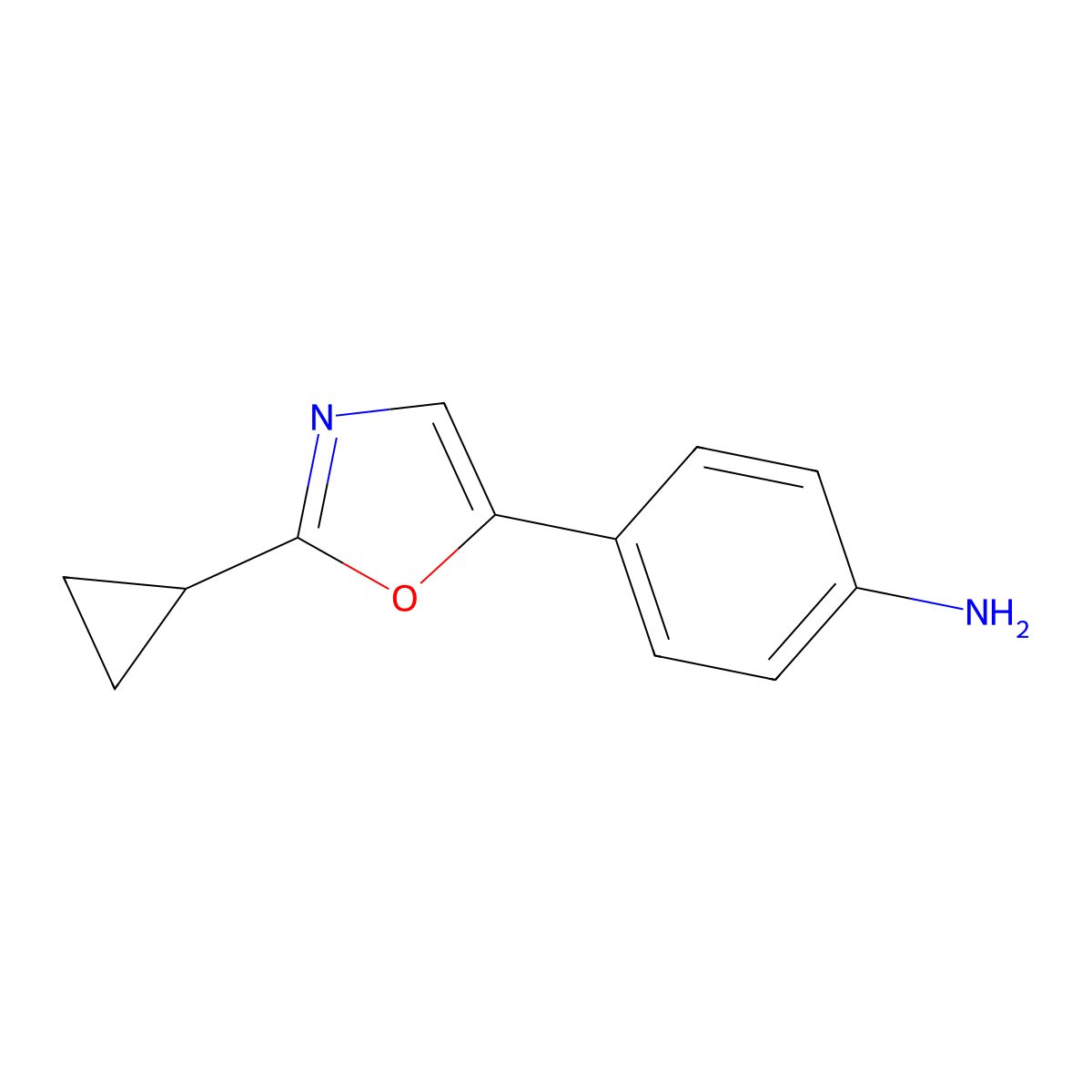 4-(2-Cyclopropyl-1,3-oxazol-5-yl)aniline molecular structure, CAS 1031130-92-3