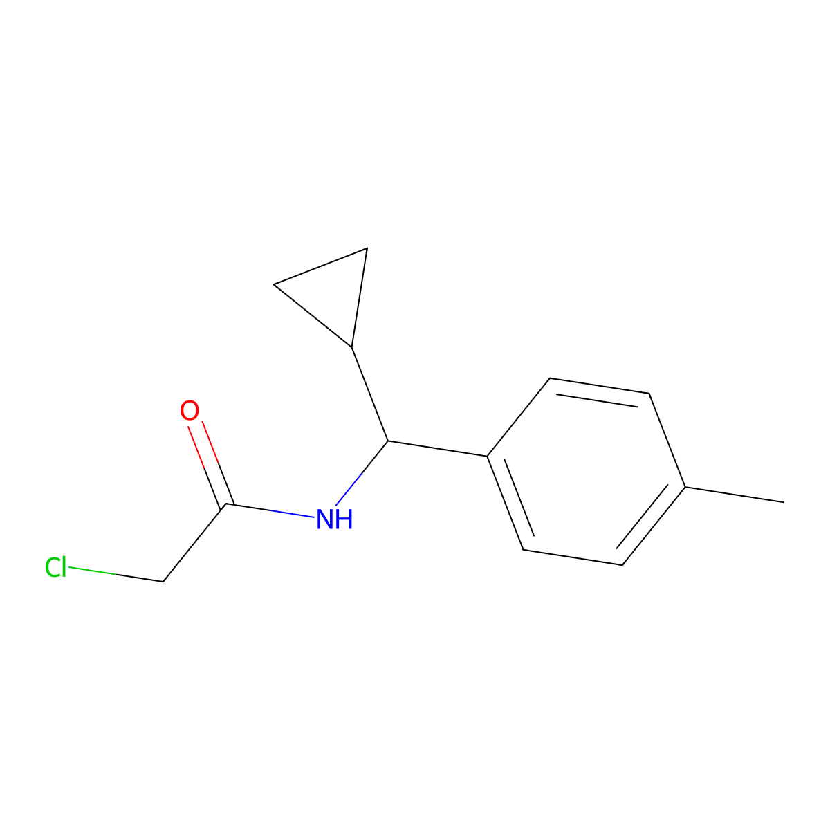 2-chloro-N-[cyclopropyl(4-methylphenyl)methyl]acetamide molecular structure, CAS 1031131-00-6