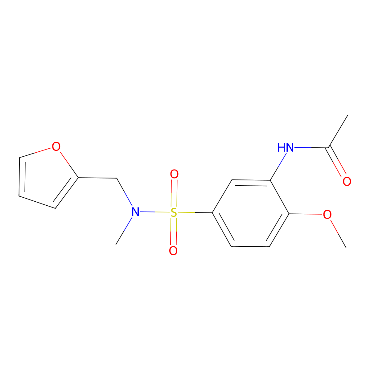N-[5-[furan-2-ylmethyl(methyl)sulfamoyl]-2-methoxyphenyl]acetamide molecular structure, CAS 1031133-25-1