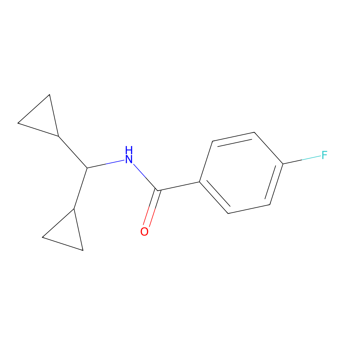 N-(dicyclopropylmethyl)-4-fluorobenzamide molecular structure, CAS 1031146-28-7