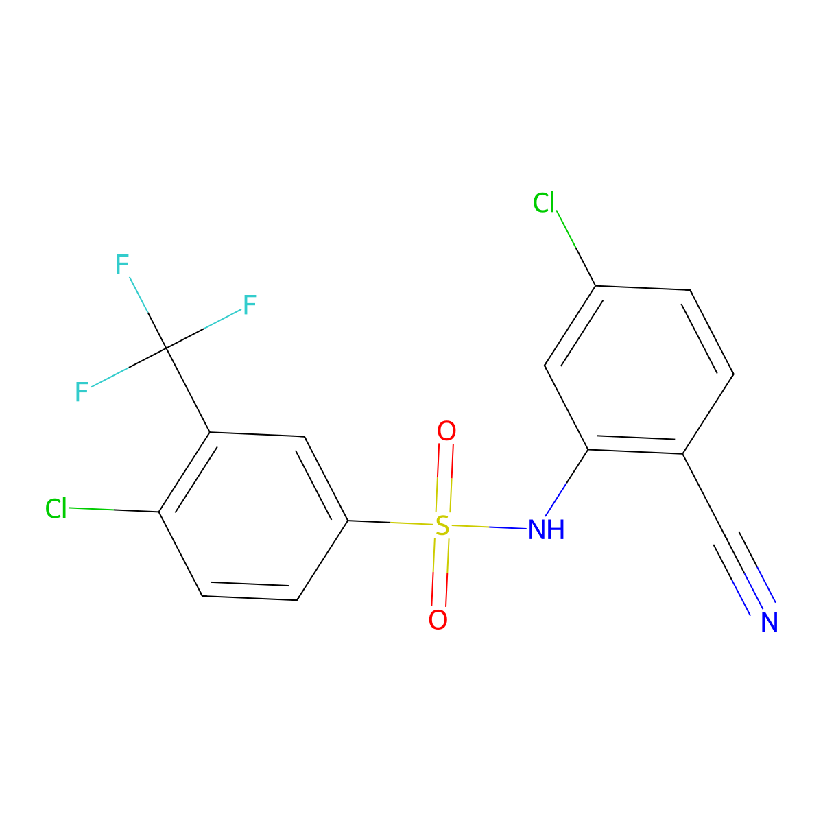 4-chloro-N-(5-chloro-2-cyanophenyl)-3-(trifluoromethyl)benzene-1-sulfonamide molecular structure, CAS 1031161-26-8