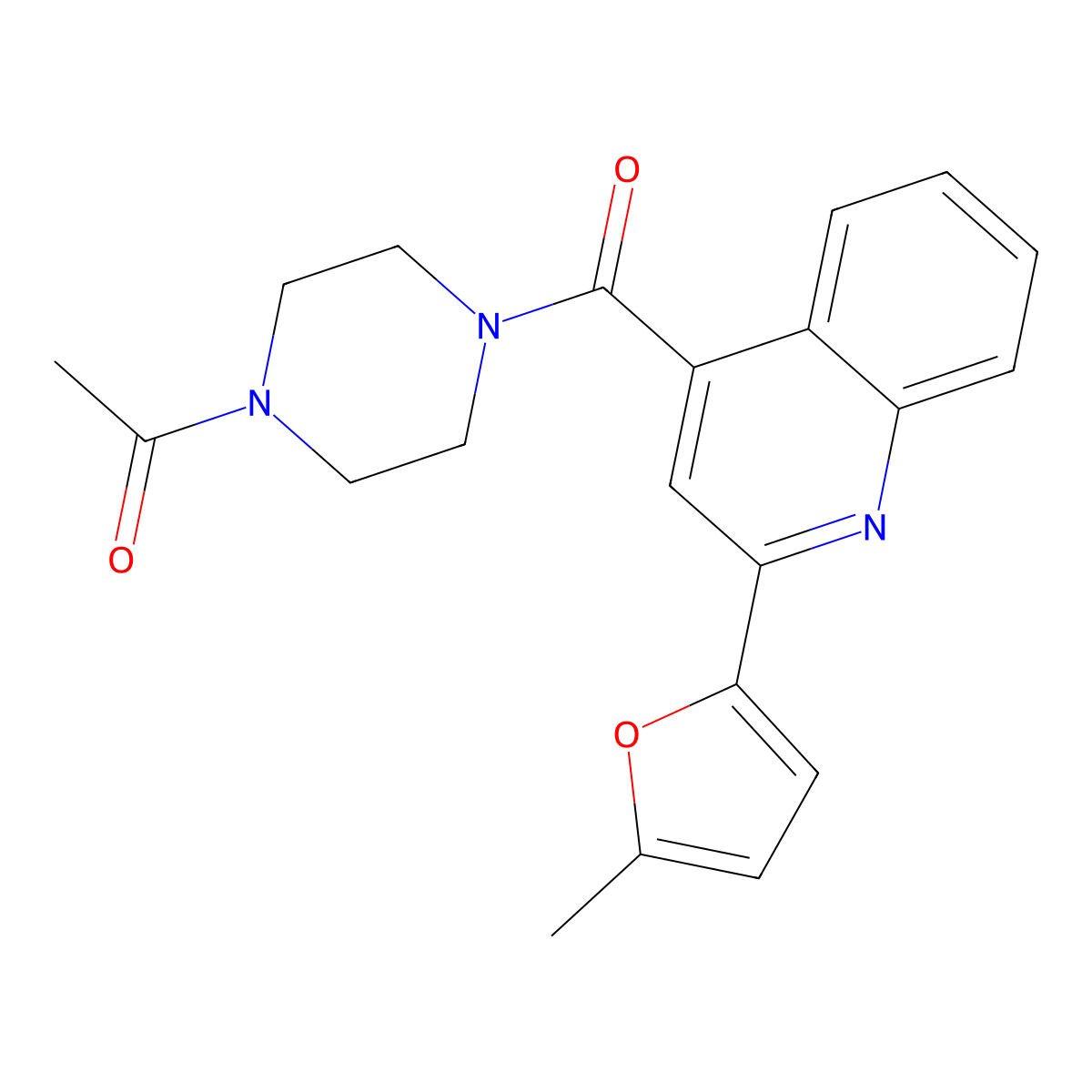 1-(4-(2-(5-Methylfuran-2-yl)quinoline-4-carbonyl)piperazin-1-yl)ethan-1-one molecular structure, CAS 1031195-19-3