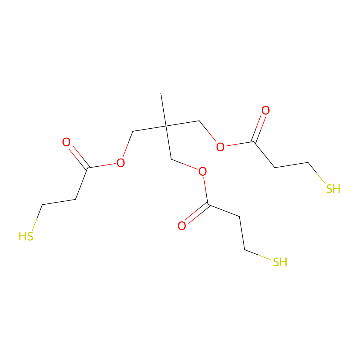 Propanoic acid, 3-mercapto-, 1,1'-[2-[(3-mercapto-1-oxopropoxy)methyl]-2-methyl-1,3-propanediyl] ester molecular structure, CAS 10312-58-0