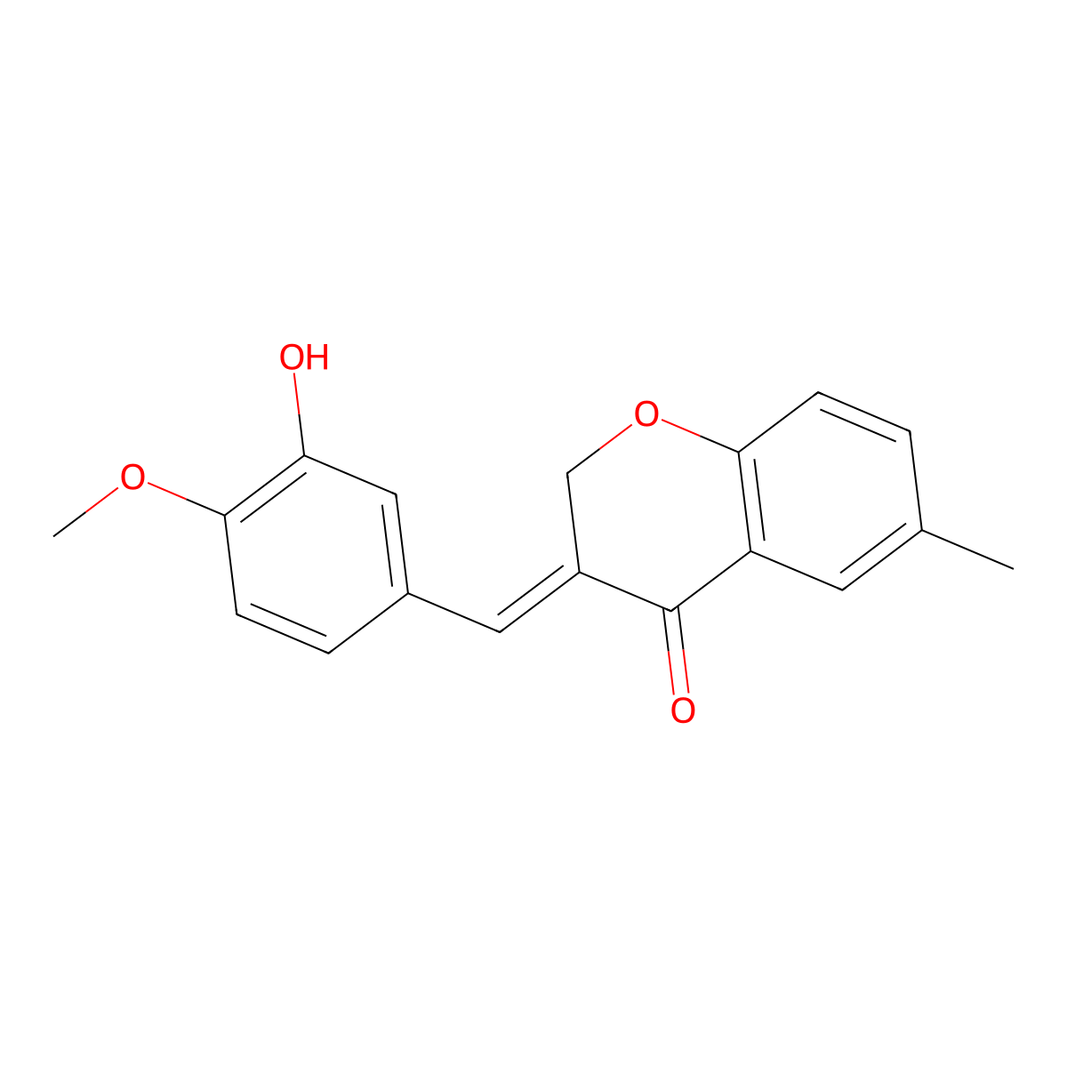 3-(1-(3-Hydroxy-4-methoxyphenyl)-meth-(E)-ylidene)-6-methyl-chroman-4-one molecular structure, CAS 1031206-36-6