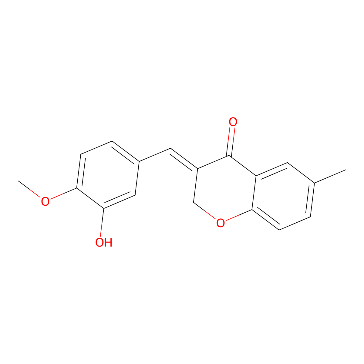 3-(1-(3-Hydroxy-4-methoxyphenyl)-meth-(E)-ylidene)-6-methyl-chroman-4-one molecular structure, CAS 1031206-36-6