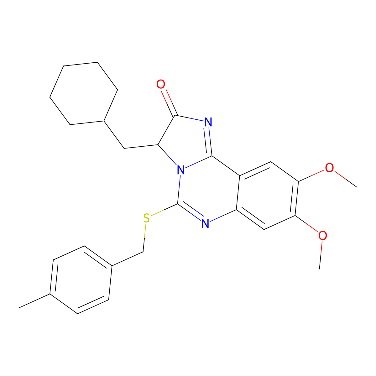 3-(cyclohexylmethyl)-8,9-dimethoxy-5-[(4-methylbenzyl)sulfanyl]imidazo[1,2-c]quinazolin-2(3H)-one molecular structure, CAS 1031207-64-3