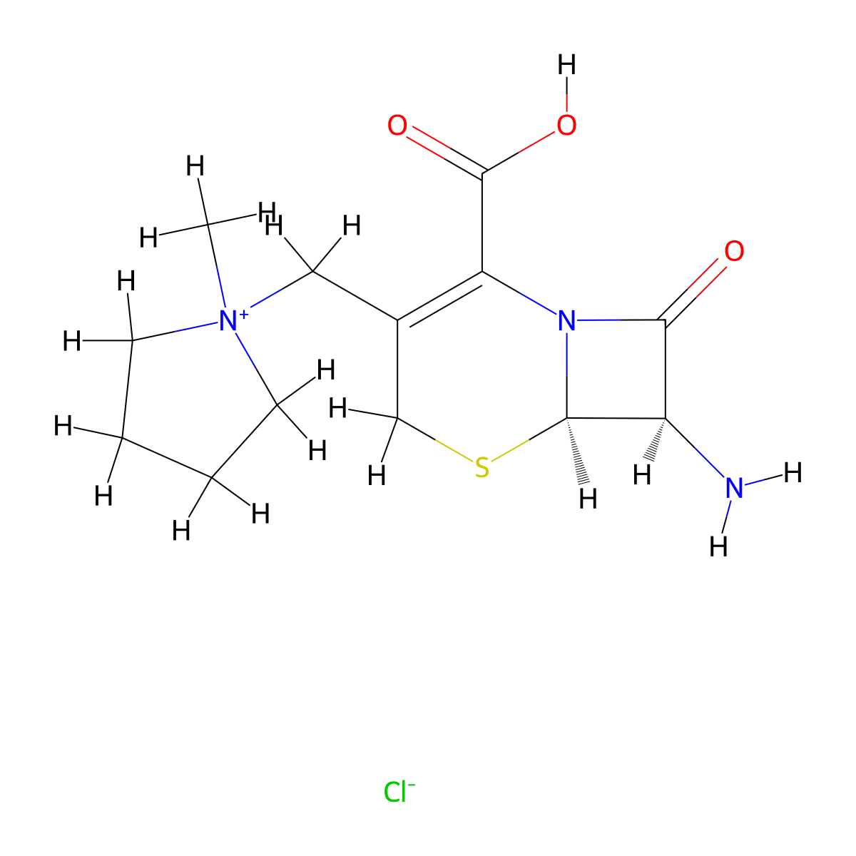 1-(((6R,7R)-7-Amino-2-carboxy-8-oxo-5-thia-1-azabicyclo(4.2.0)oct-2-EN-3-YL)methyl)-1-methylpyrrolidinium chloride molecular structure, CAS 103121-85-3