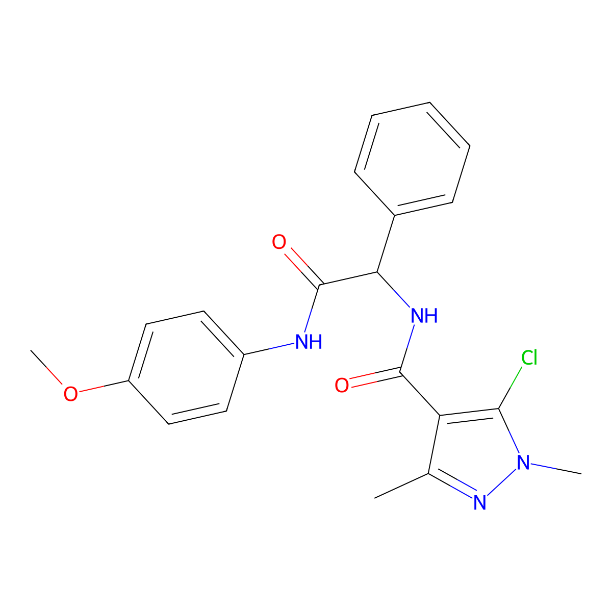 5-chloro-N-[2-(4-methoxyanilino)-2-oxo-1-phenylethyl]-1,3-dimethyl-1H-pyrazole-4-carboxamide molecular structure, CAS 1031210-14-6