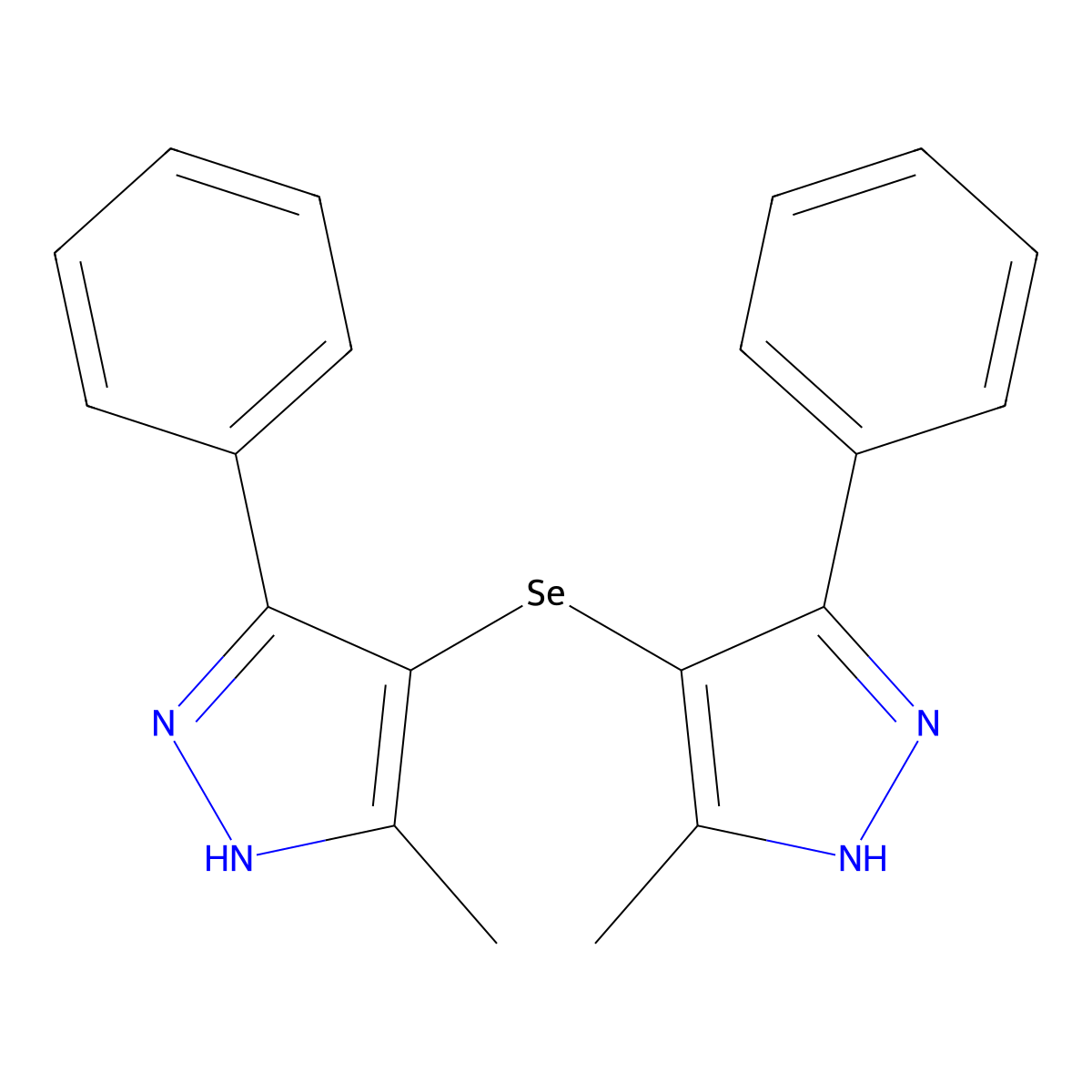 Bis(3-methyl-5-phenyl-1H-pyrazole-4-yl) selenide molecular structure, CAS 1031223-90-1