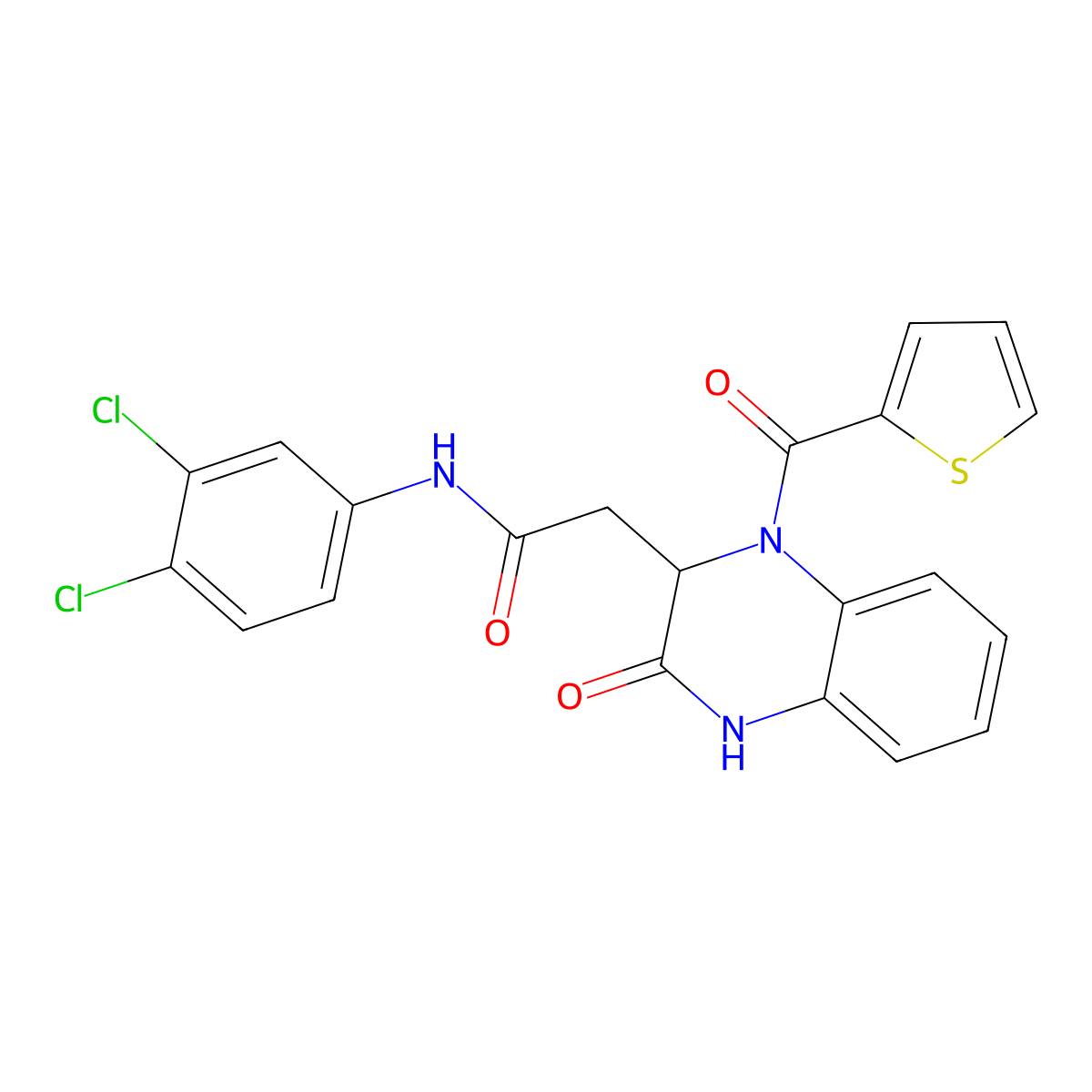 N-(3,4-dichlorophenyl)-2-[3-oxo-1-(thiophen-2-ylcarbonyl)-1,2,3,4-tetrahydroquinoxalin-2-yl]acetamide molecular structure, CAS 1031239-17-4