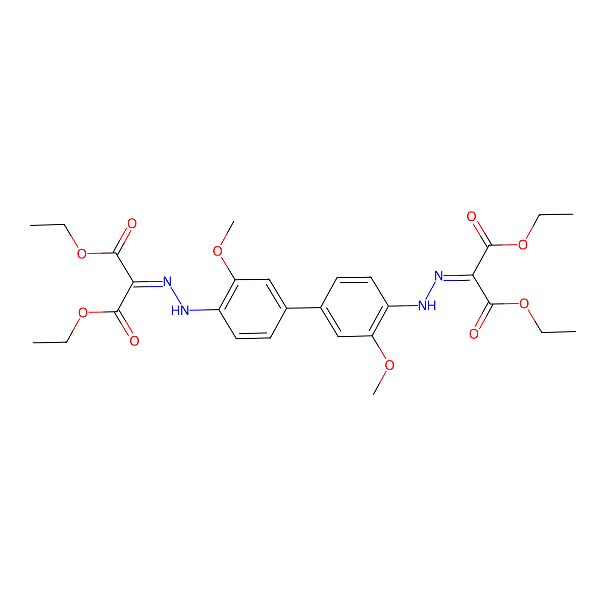 3,3'-Dimethoxybenzidine diethyl malonate hydrazone molecular structure, CAS 103124-59-0