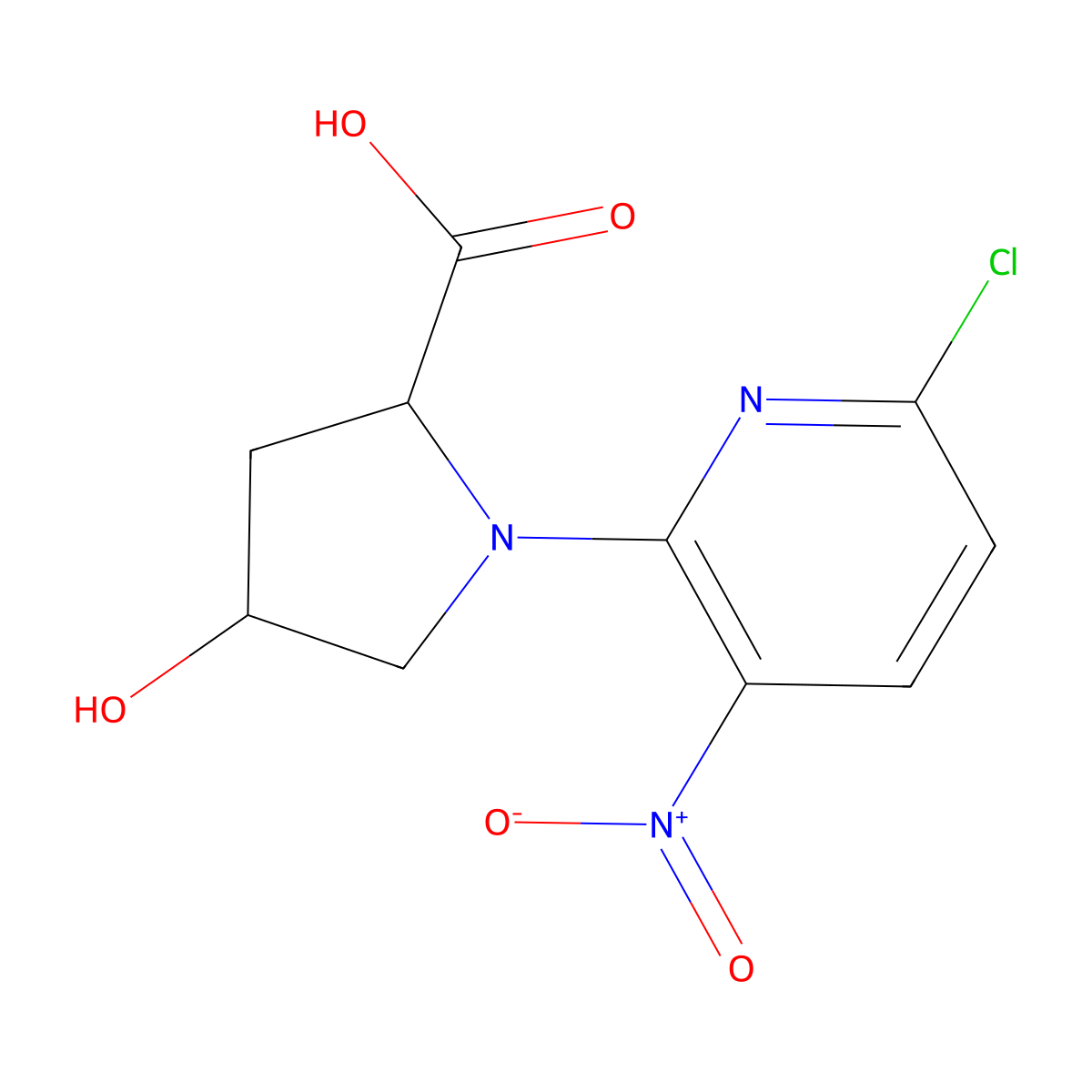1-(6-Chloro-3-nitro-2-pyridinyl)-4-hydroxy-2-pyrrolidinecarboxylic acid molecular structure, CAS 1031244-78-6