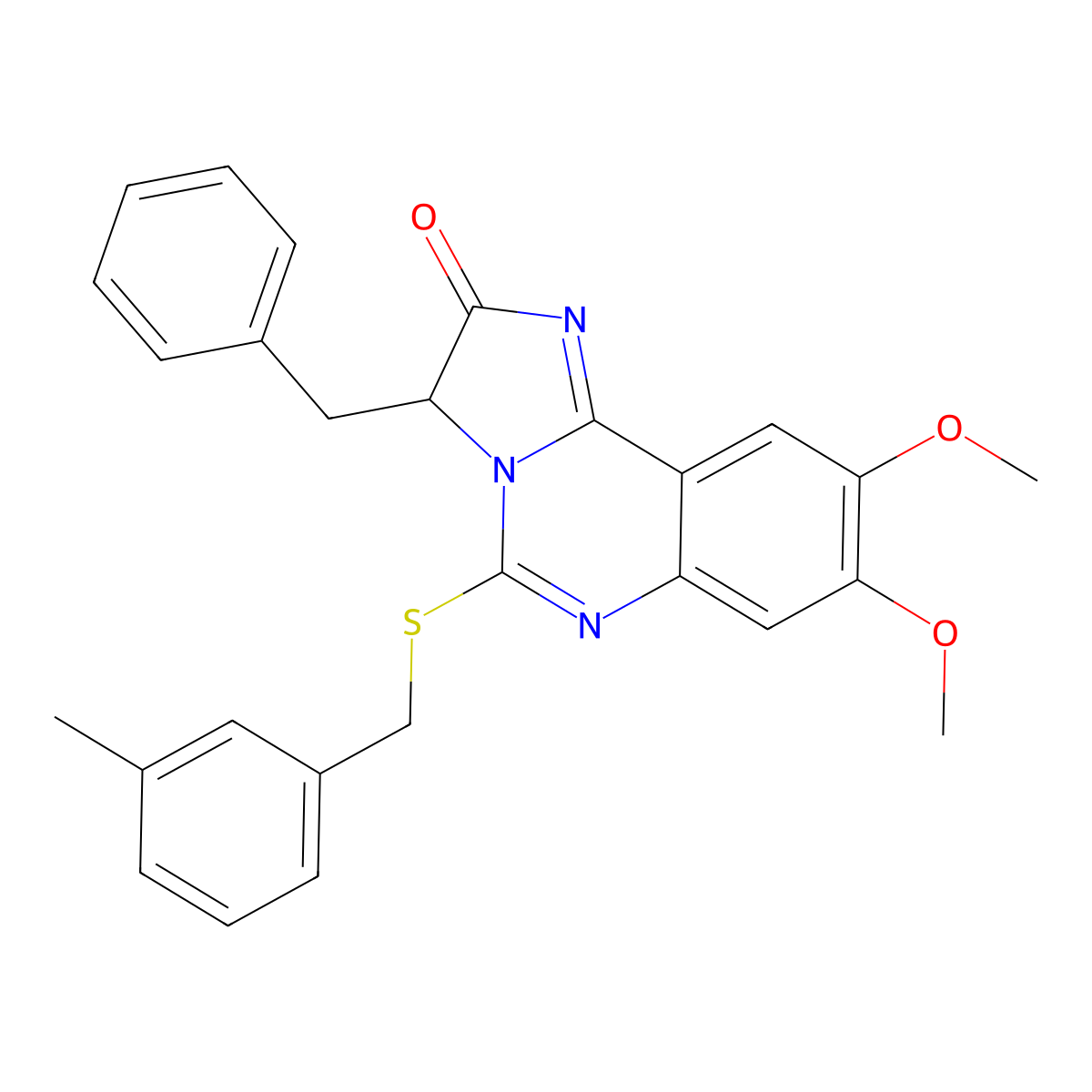 3-benzyl-8,9-dimethoxy-5-[(3-methylbenzyl)sulfanyl]imidazo[1,2-c]quinazolin-2(3H)-one molecular structure, CAS 1031245-78-9
