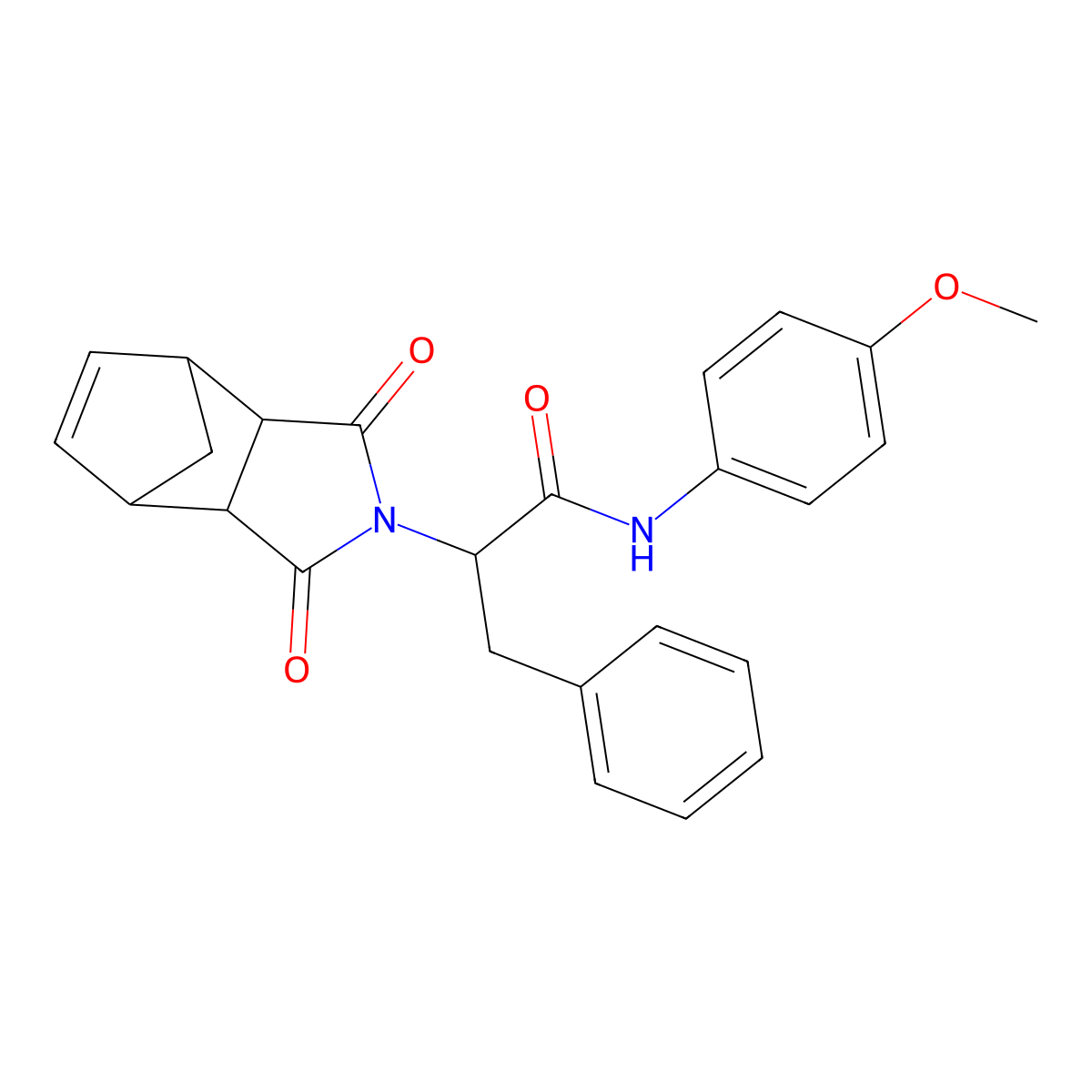 2-(1,3-dioxo-1,3,3a,4,7,7a-hexahydro-2H-4,7-methanoisoindol-2-yl)-N-(4-methoxyphenyl)-3-phenylpropanamide molecular structure, CAS 1031281-10-3
