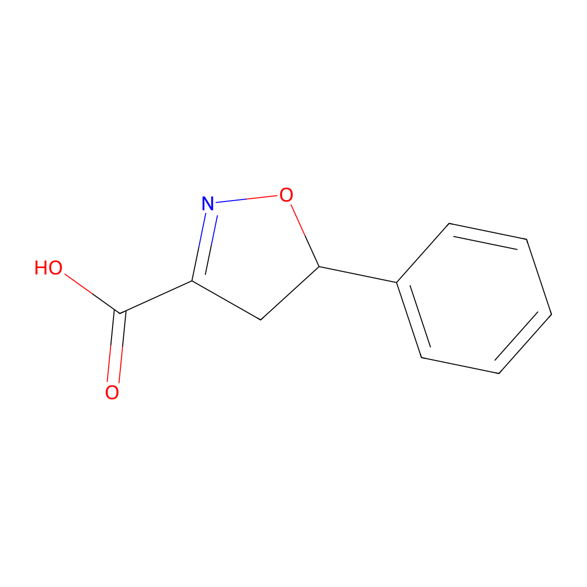 5-Phenyl-4,5-dihydro-1,2-oxazole-3-carboxylic acid molecular structure, CAS 10313-27-6