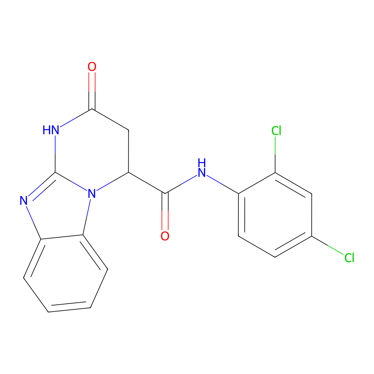 N-(2,4-dichlorophenyl)-2-oxo-1,2,3,4-tetrahydropyrimido[1,2-a]benzimidazole-4-carboxamide molecular structure, CAS 1031378-48-9