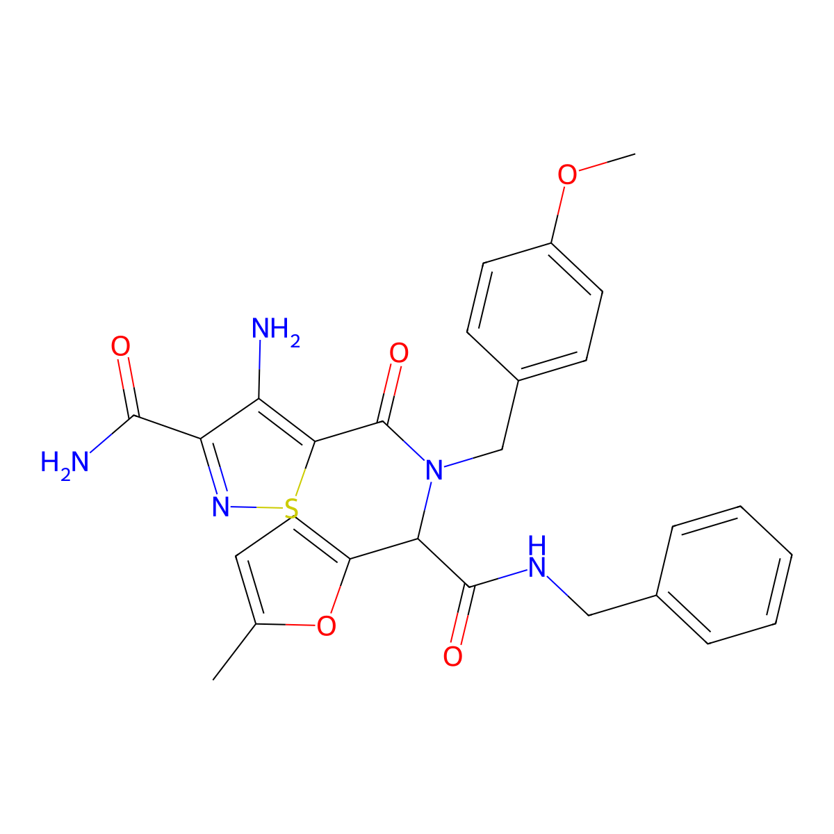 4-Amino-N5-[(4-methoxyphenyl)methyl]-N5-[1-(5-methyl-2-furanyl)-2-oxo-2-[(phenylmethyl)amino]ethyl]-3,5-isothiazoledicarboxamide molecular structure, CAS 1031387-37-7