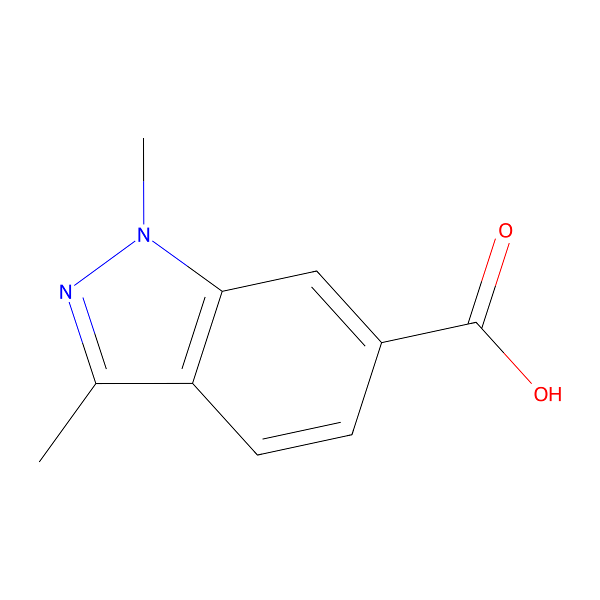 1,3-Dimethyl-1H-indazole-6-carboxylic acid molecular structure, CAS 1031417-88-5