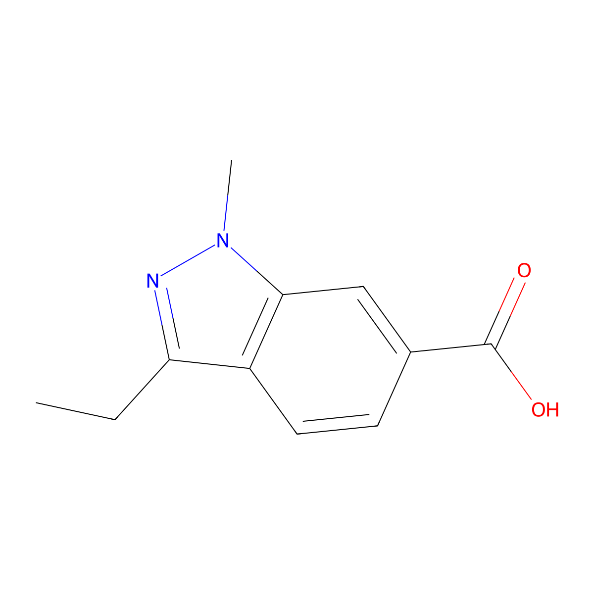 3-Ethyl-1-methyl-1H-indazole-6-carboxylic acid molecular structure, CAS 1031417-90-9