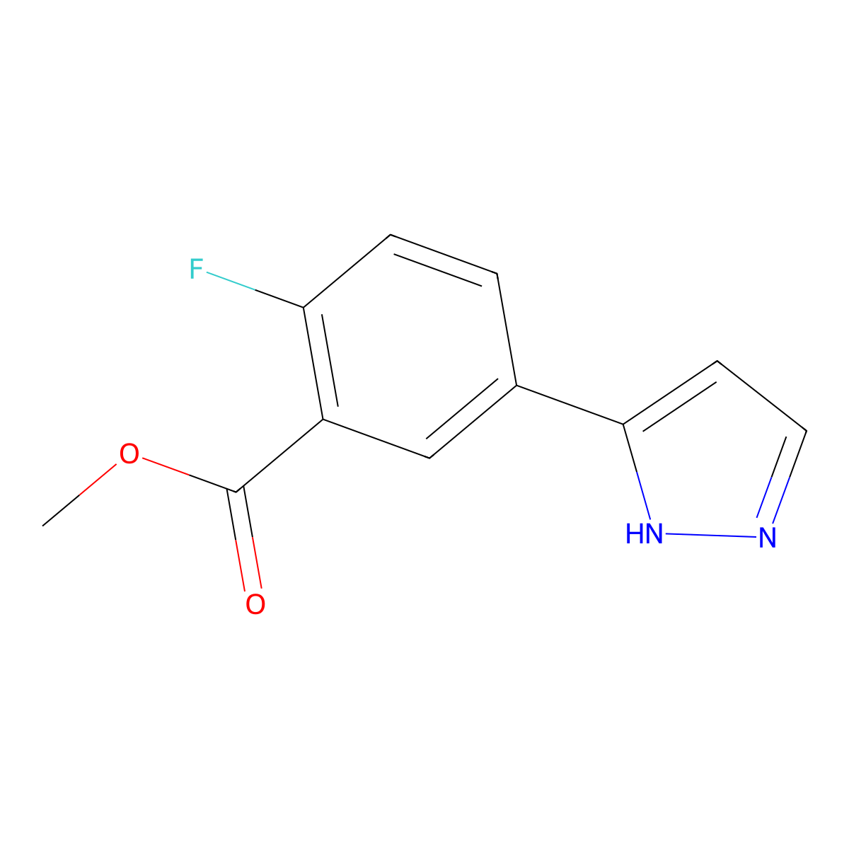 methyl 2-fluoro-5-(1H-pyrazol-3-yl)benzoate molecular structure, CAS 1031418-00-4