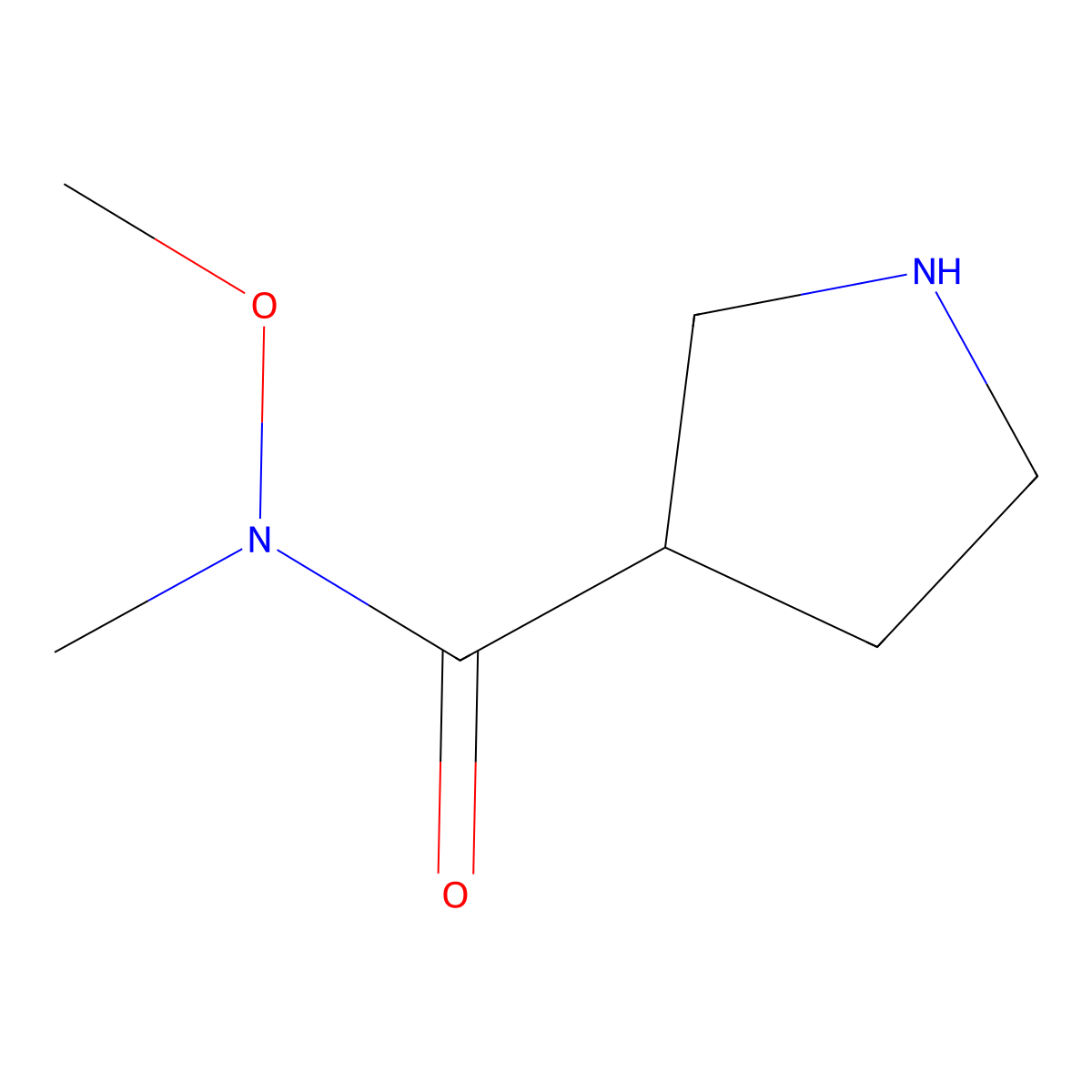 N-methoxy-N-methylpyrrolidine-3-carboxamide molecular structure, CAS 1031482-84-4