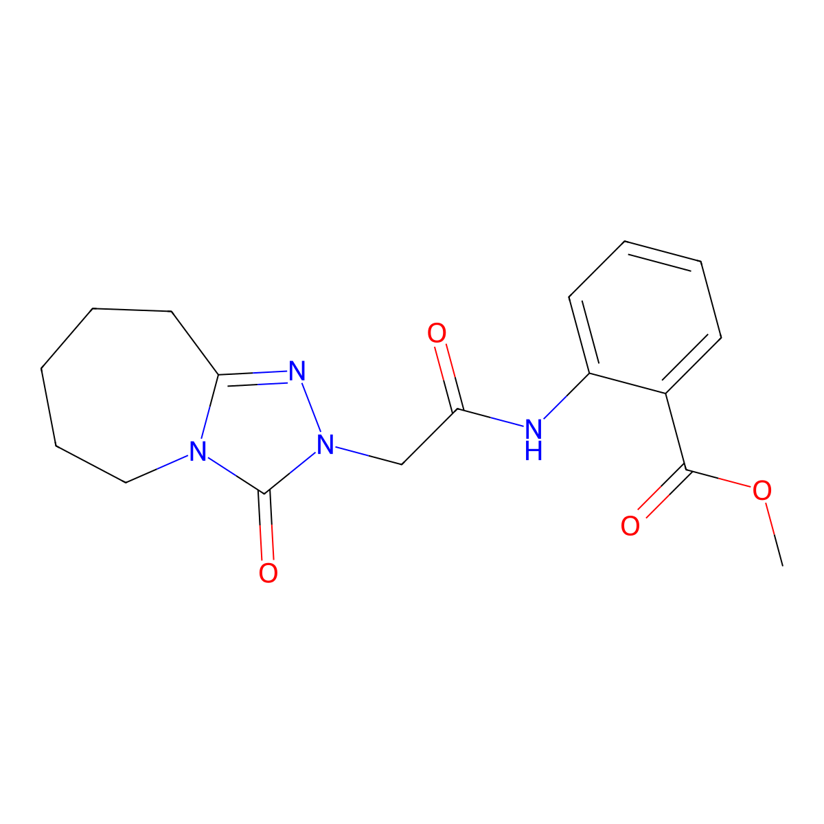 methyl 2-{[(3-oxo-6,7,8,9-tetrahydro-3H-[1,2,4]triazolo[4,3-a]azepin-2(5H)-yl)acetyl]amino}benzoate molecular structure, CAS 1031487-16-7