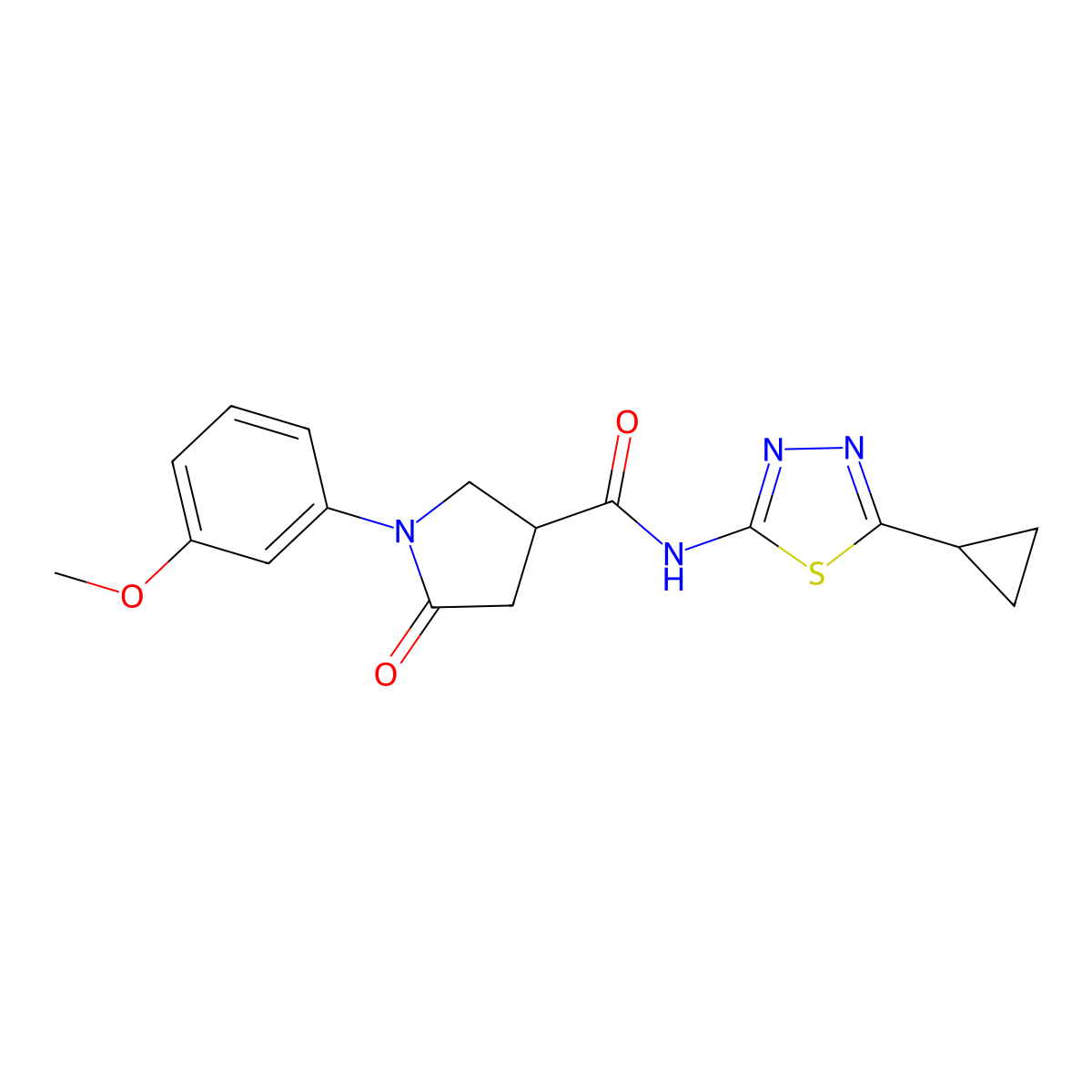 N-(5-cyclopropyl-1,3,4-thiadiazol-2-yl)-1-(3-methoxyphenyl)-5-oxopyrrolidine-3-carboxamide molecular structure, CAS 1031492-65-5
