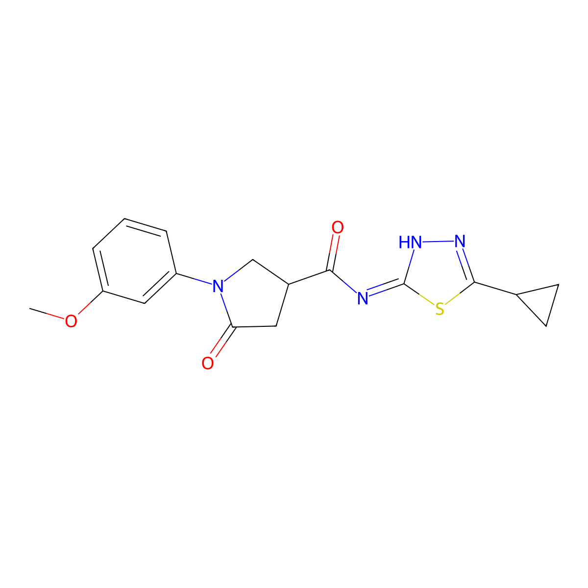 N-(5-cyclopropyl-1,3,4-thiadiazol-2-yl)-1-(3-methoxyphenyl)-5-oxopyrrolidine-3-carboxamide molecular structure, CAS 1031492-65-5