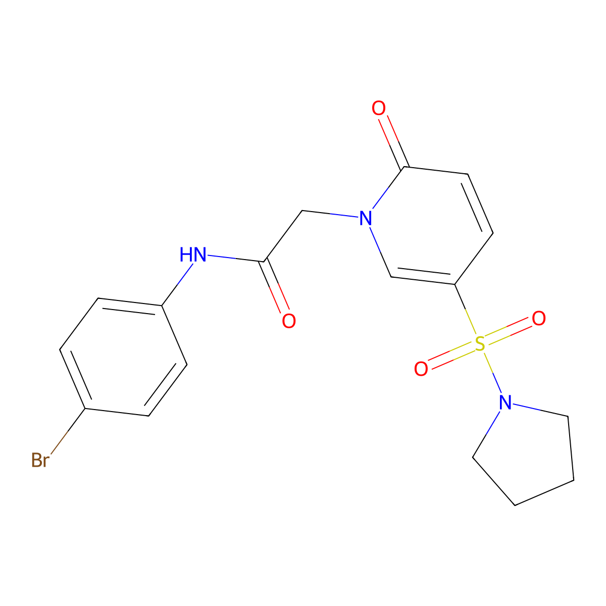 N-(4-bromophenyl)-2-[2-oxo-5-(pyrrolidine-1-sulfonyl)-1,2-dihydropyridin-1-yl]acetamide molecular structure, CAS 1031495-17-6