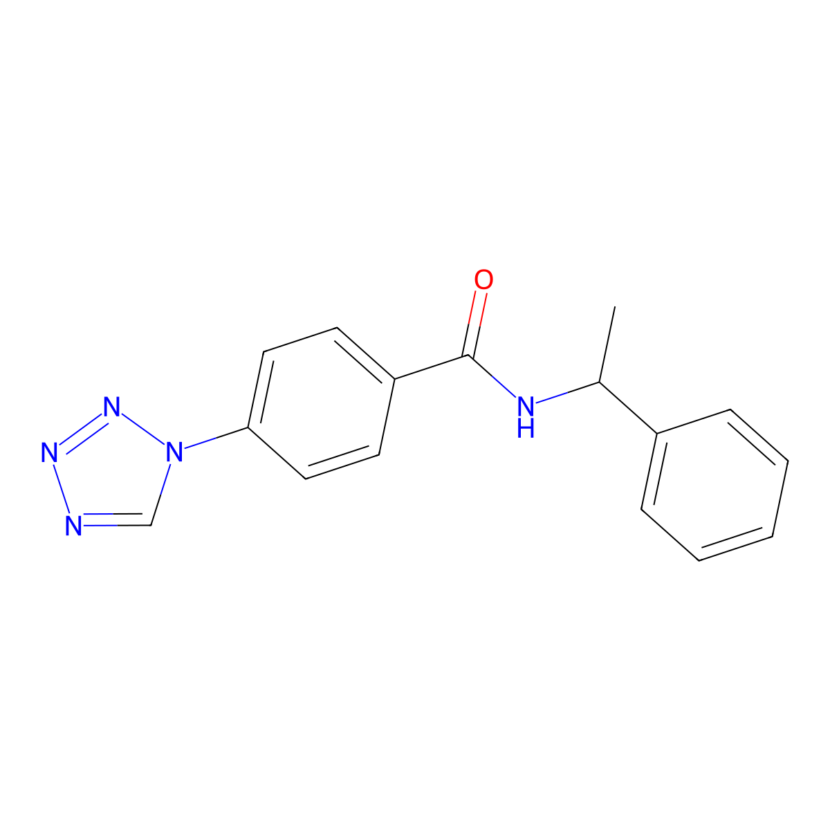 N-(1-phenylethyl)-4-(1H-tetrazol-1-yl)benzamide molecular structure, CAS 1031495-70-1