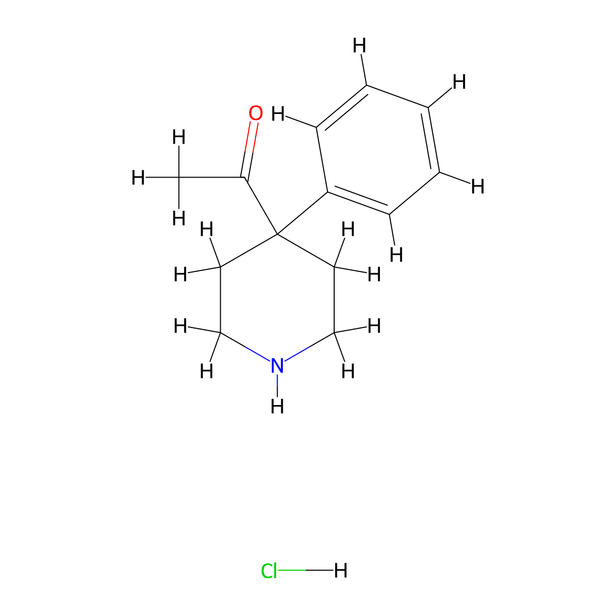 4-Acetyl-4-phenylpiperidine hydrochloride molecular structure, CAS 10315-03-4