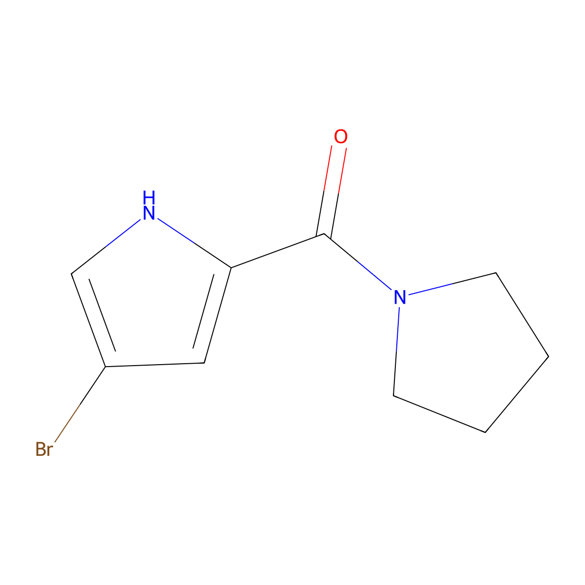 4-bromo-2-(pyrrolidine-1-carbonyl)-1H-pyrrole molecular structure, CAS 1031501-36-6