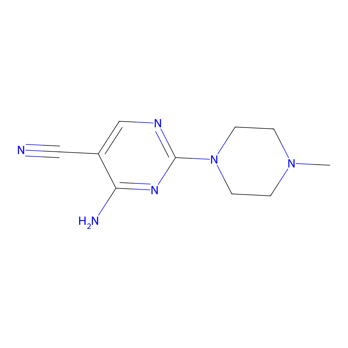 4-Amino-2-(4-methylpiperazin-1-yl)pyrimidine-5-carbonitrile molecular structure, CAS 103151-40-2