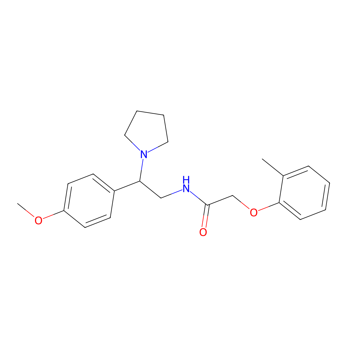 N-[2-(4-methoxyphenyl)-2-(pyrrolidin-1-yl)ethyl]-2-(2-methylphenoxy)acetamide molecular structure, CAS 1031525-98-0