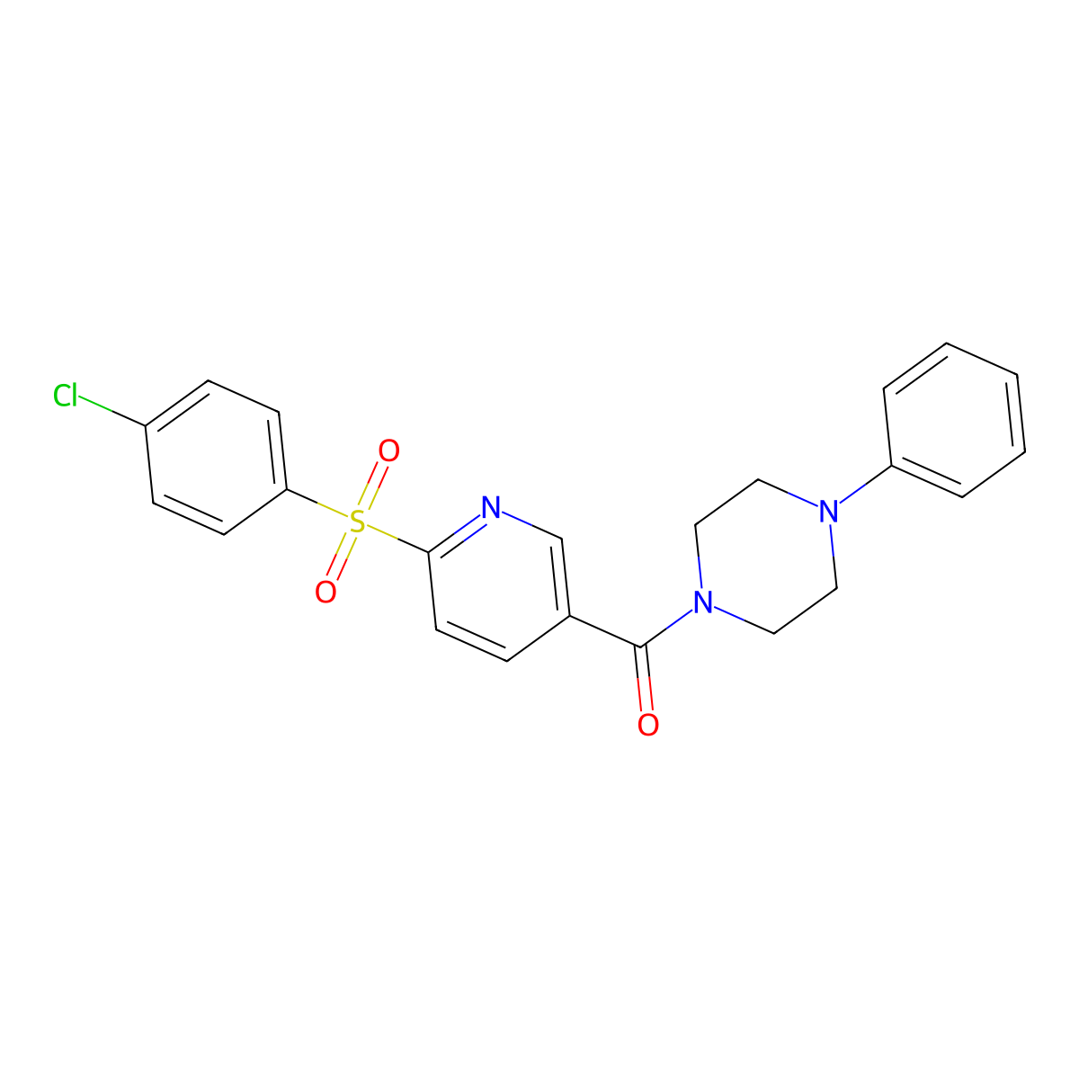 (6-((4-Chlorophenyl)sulfonyl)pyridin-3-yl)(4-phenylpiperazin-1-yl)methanone molecular structure, CAS 1031543-01-7