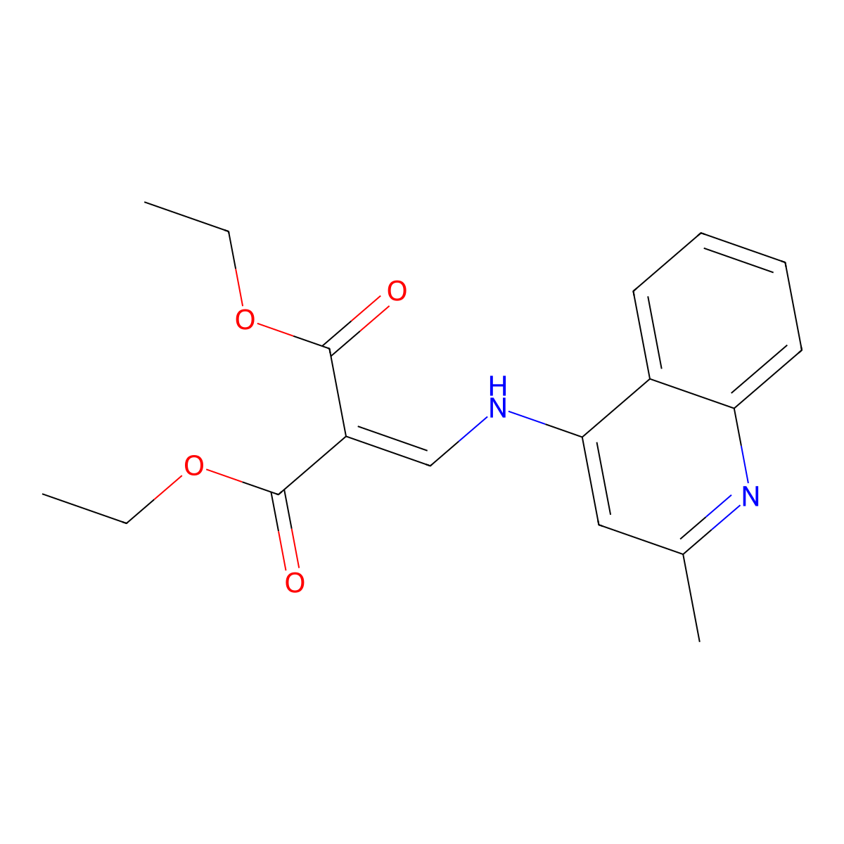 Diethyl 2-[[(2-methylquinolin-4-yl)amino]methylidene]propanedioate molecular structure, CAS 103155-85-7
