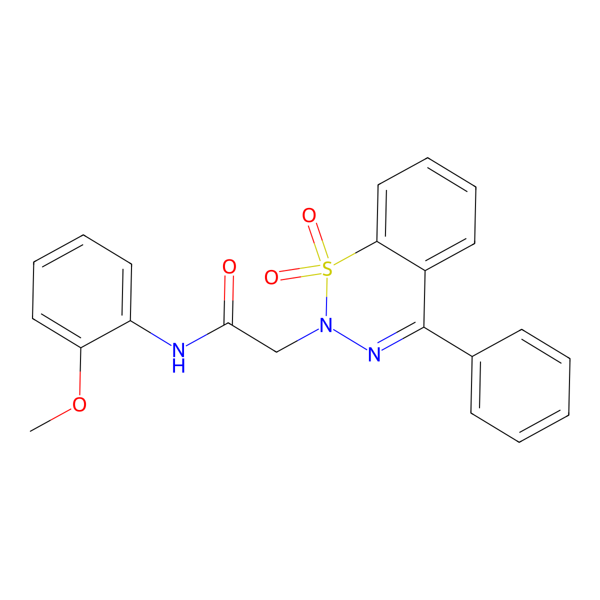 2-(1,1-dioxido-4-phenyl-2H-1,2,3-benzothiadiazin-2-yl)-N-(2-methoxyphenyl)acetamide molecular structure, CAS 1031554-65-0