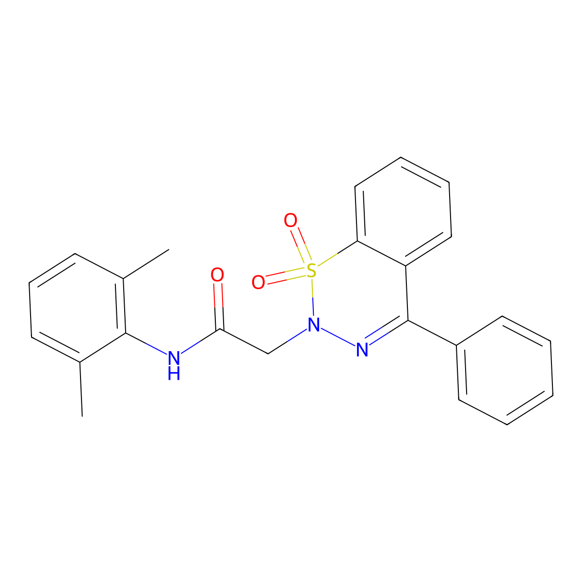 N-(2,6-dimethylphenyl)-2-(1,1-dioxido-4-phenyl-2H-1,2,3-benzothiadiazin-2-yl)acetamide molecular structure, CAS 1031554-71-8