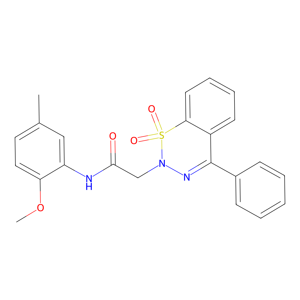 2-(1,1-dioxido-4-phenyl-2H-benzo[e][1,2,3]thiadiazin-2-yl)-N-(2-methoxy-5-methylphenyl)acetamide molecular structure, CAS 1031554-73-0