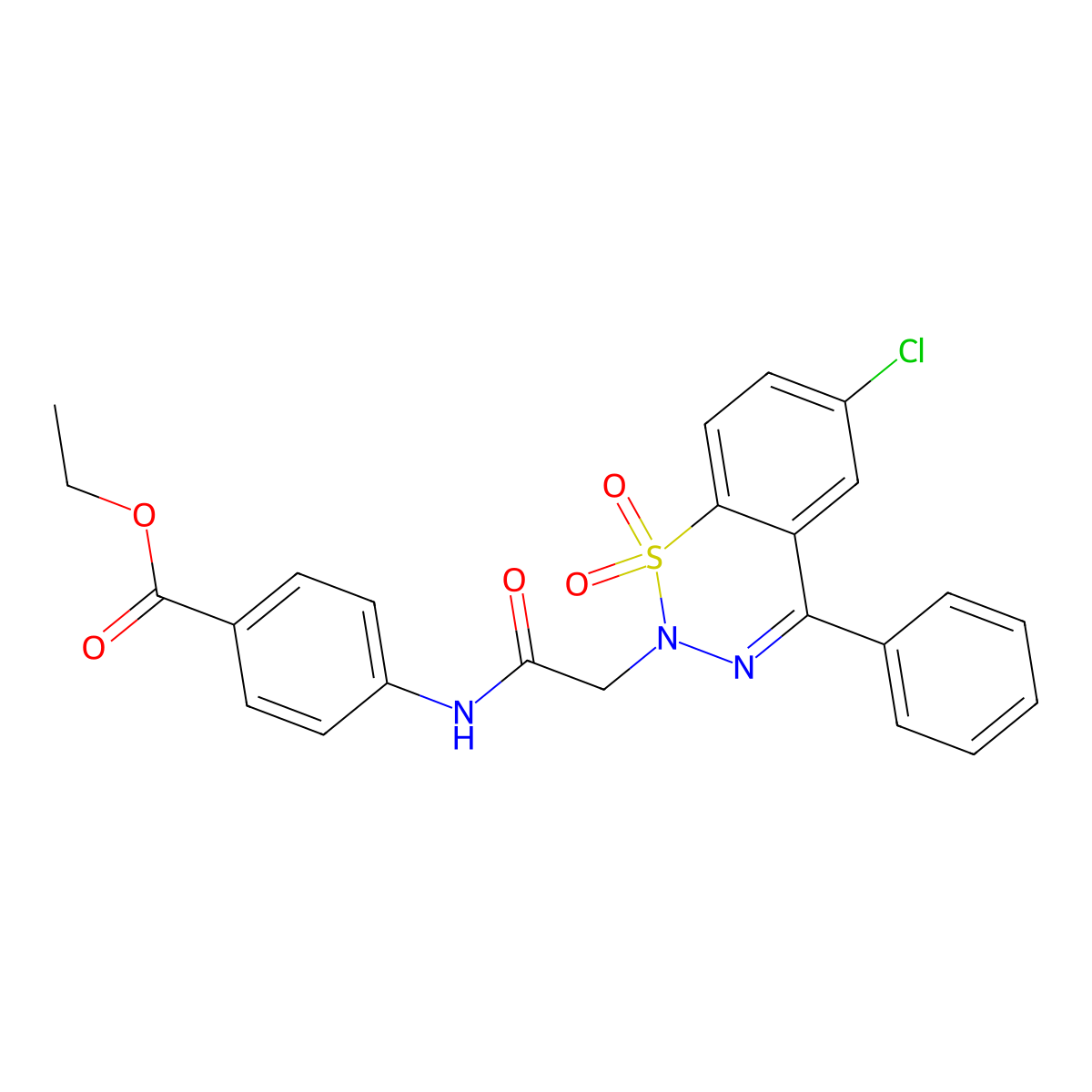 ethyl 4-{[(6-chloro-1,1-dioxido-4-phenyl-2H-1,2,3-benzothiadiazin-2-yl)acetyl]amino}benzoate molecular structure, CAS 1031554-81-0