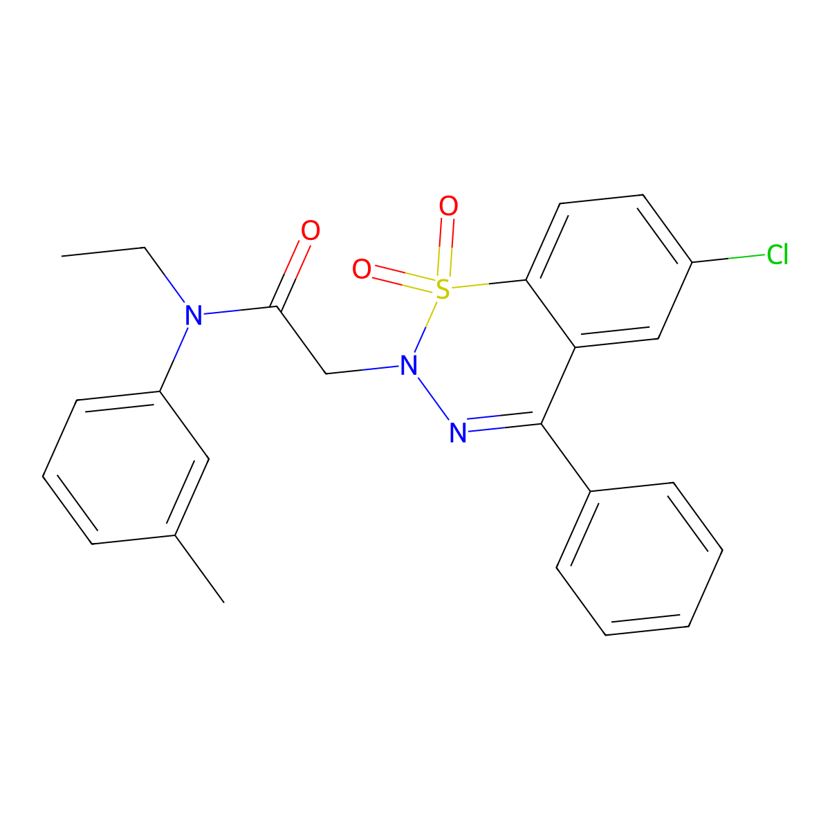 2-(6-chloro-1,1-dioxido-4-phenyl-2H-1,2,3-benzothiadiazin-2-yl)-N-ethyl-N-(3-methylphenyl)acetamide molecular structure, CAS 1031555-06-2