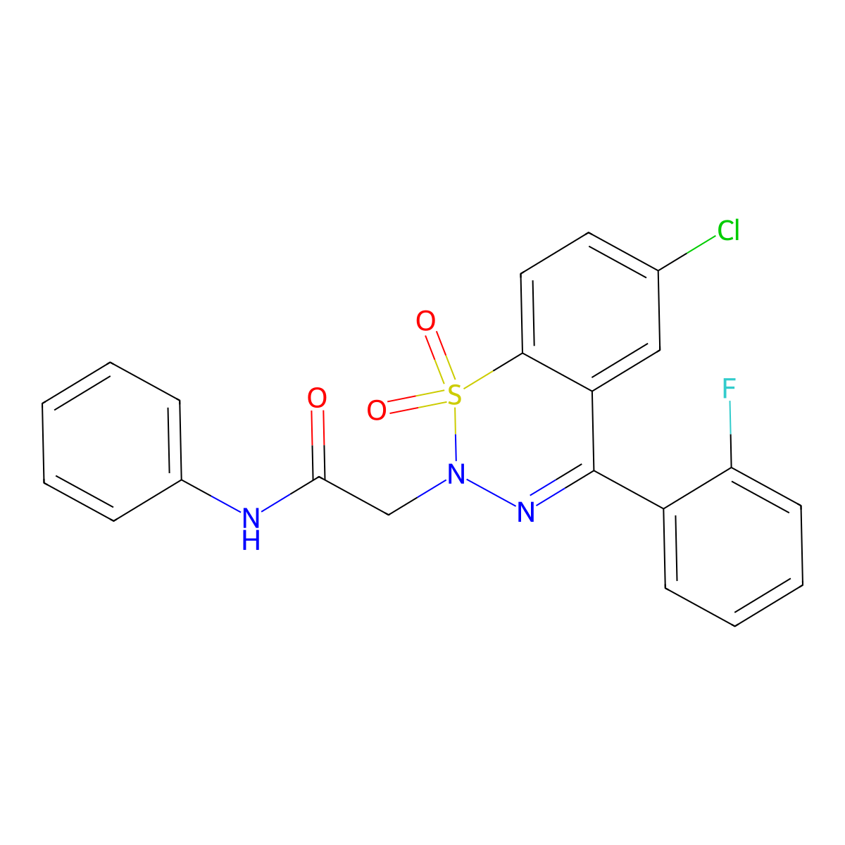 2-[6-chloro-4-(2-fluorophenyl)-1,1-dioxido-2H-1,2,3-benzothiadiazin-2-yl]-N-phenylacetamide molecular structure, CAS 1031555-09-5