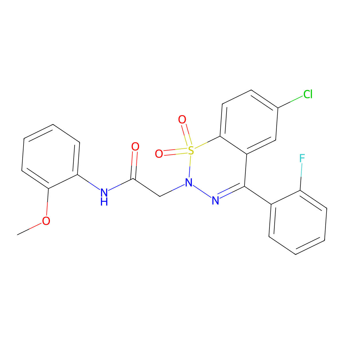 2-(6-chloro-4-(2-fluorophenyl)-1,1-dioxido-2H-benzo[e][1,2,3]thiadiazin-2-yl)-N-(2-methoxyphenyl)acetamide molecular structure, CAS 1031555-12-0