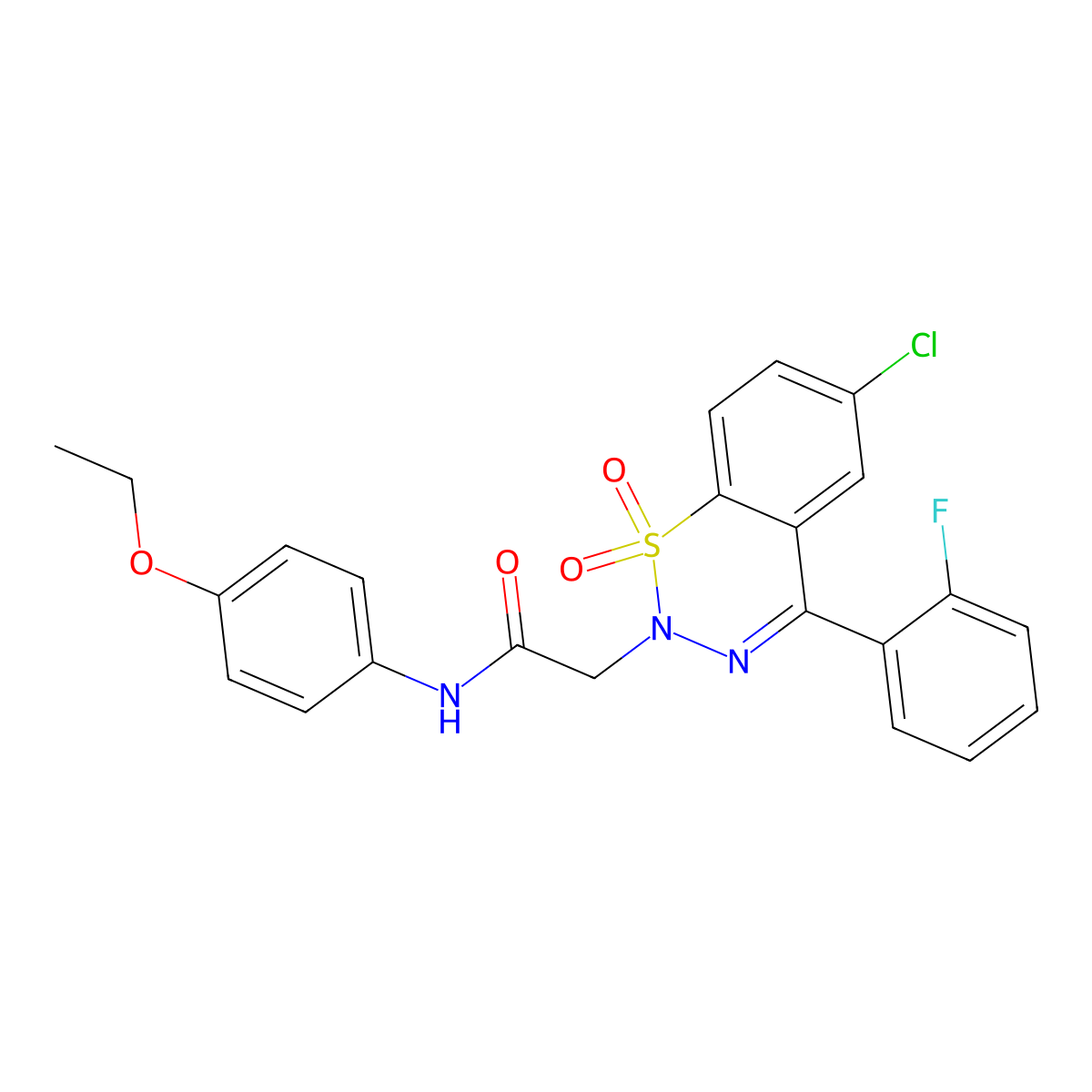 2-[6-chloro-4-(2-fluorophenyl)-1,1-dioxido-2H-1,2,3-benzothiadiazin-2-yl]-N-(4-ethoxyphenyl)acetamide molecular structure, CAS 1031555-21-1