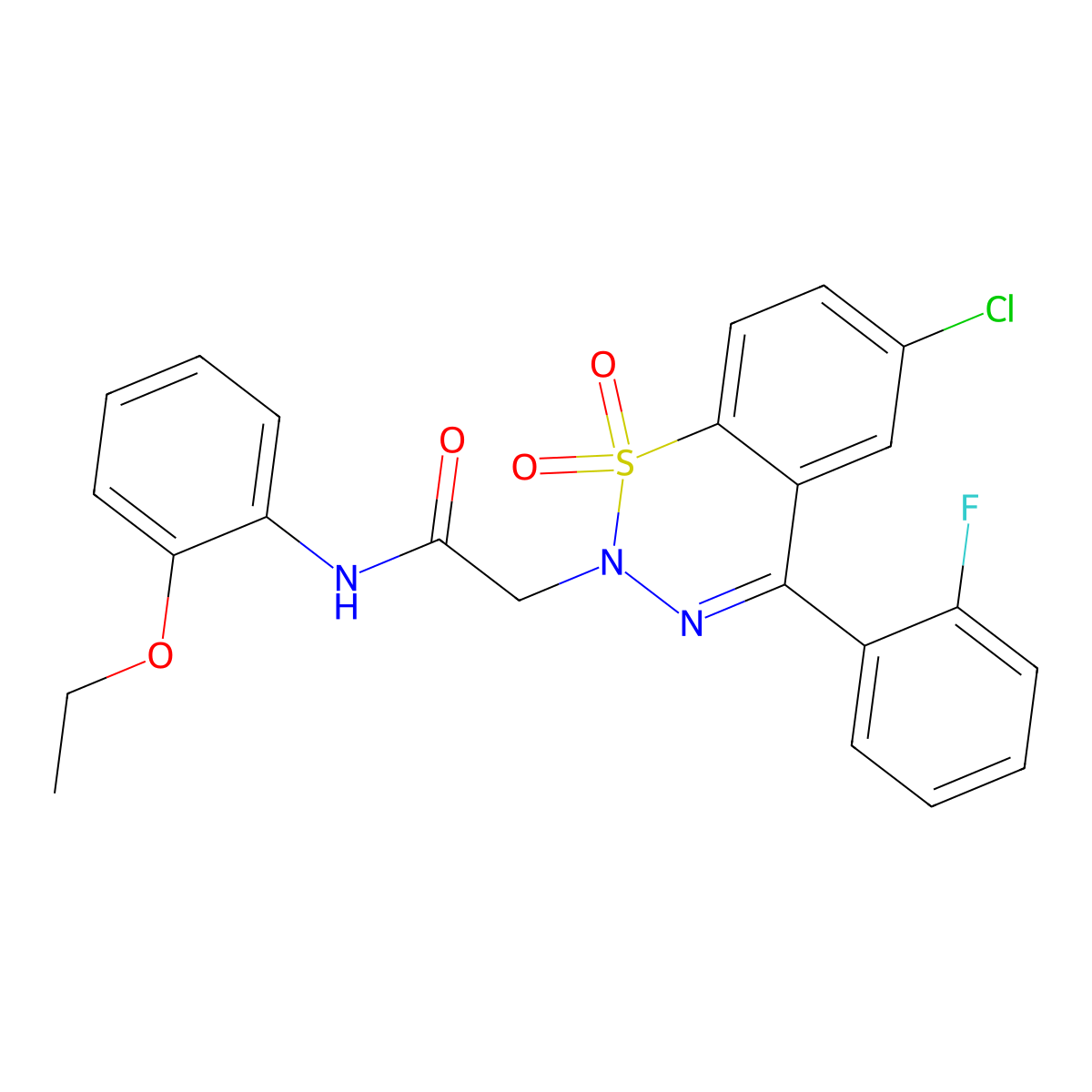 2-(6-chloro-4-(2-fluorophenyl)-1,1-dioxido-2H-benzo[e][1,2,3]thiadiazin-2-yl)-N-(2-ethoxyphenyl)acetamide molecular structure, CAS 1031555-27-7