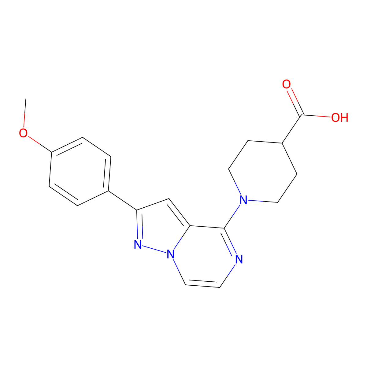 1-[2-(4-Methoxyphenyl)pyrazolo[1,5-a]pyrazin-4-yl]piperidine-4-carboxylic acid molecular structure, CAS 1031557-52-4