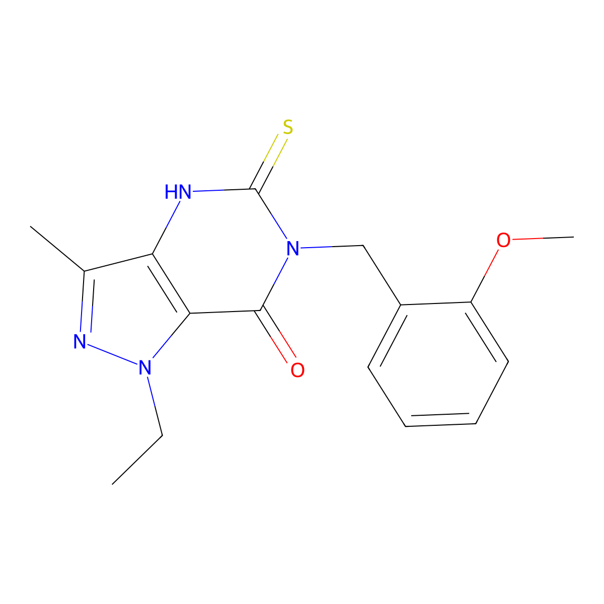 1-ethyl-6-(2-methoxybenzyl)-3-methyl-5-thioxo-1,4,5,6-tetrahydro-7H-pyrazolo[4,3-d]pyrimidin-7-one molecular structure, CAS 1031557-99-9